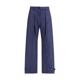 Blue Polyester Casual Pants
